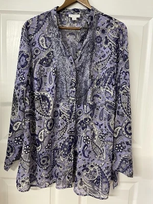Blusa Top Charter Club Talla Grande 20W Púrpura Paisley Foto 1 de 4