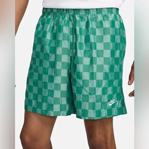 Nike Standard Fit Above Knee Checkered Shorts Green Medium - Picture 1 of 8