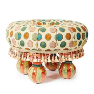 Brand New Mackenzie Childs Croquet Dots Ottoman - Picture 1 of 4