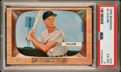 Tarjeta de béisbol 1955 Bowman Al Kaline PSA 6 EX-MT Detroit Tigers #23 cc23 Foto 1 de 2