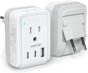 [1-Pack] European Travel Plug Adapter,  Foldable International Power Plug with 2 - Picture 1 of 12