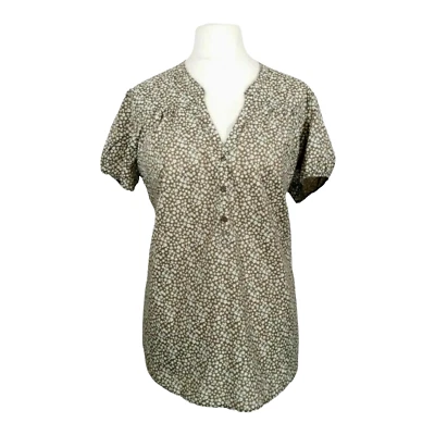 New Floral Ditsy Top Blouse Size 22 Beige White Taupe 100% Cotton BNWOT - Image 1 of 4