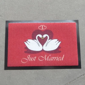 Fußmatte Fußabstreifer Türmatte Schmutzfangmatte Just Married 40x60 cm Schwäne - Bild 1 von 4