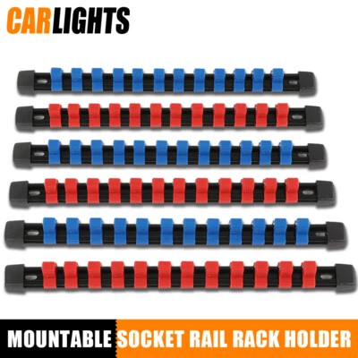 CARLIGHTS 6 GOLIATH INDUSTRIAL ABS MOUNTABLE SOCKET RAIL RACK HOLDER ORGANIZER 1/4 3/8 1/2