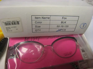 Anteojos Betsey Johnson Fox 50-16-135-35V negros plateados con estuche unger - Imagen 1 de 5