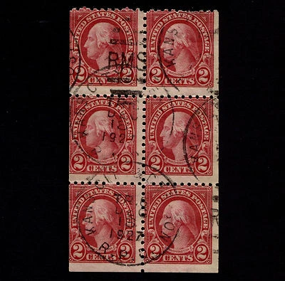 OPC 1926 Sc#583a Washington 2c Booklet Pane of 6 RPO Cancel Rare Item - Image 1 of 2