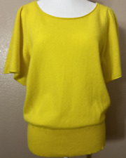 Anthropologie Maeve Sweater 100% Cashmere Yellow Bell Sleeve Women Size L New