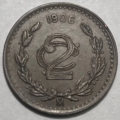 MEXICO - 2 Centavos 1906 - Km-419 - UNCIRCULATED - Condition Rarity!! - Image 1 of 2
