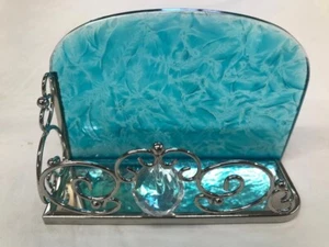 Aqua Sparking Visitenkarte Serviettenhalter Buntglas von Joan Baker Designs - Bild 1 von 2