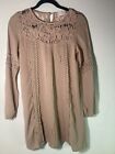 Altar'd State Dress Women?S Small Boho Long Sleeves Beige Rayon Floral Lace Nwot