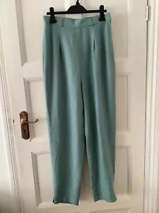 BNWT Vintage EAST Women’s Green Pure Linen High Waist Trousers UK14 - Picture 1 of 10