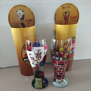 Lolita POKER & 99 Bottles of Beer OTW Hand Painted Pilsner Glasses 22 oz boxed - Picture 1 of 9