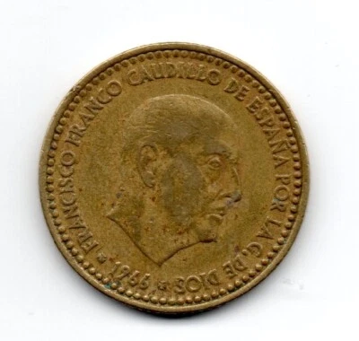 Spain 1966, Francisco Franco leader of Spain, 1 peseta, accept offers 3 - Image 1 of 2