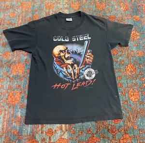 Vintage 1990 COLD STEEL STURGIS HOT LEAD T shirt size XL 100% cotton - Picture 1 of 5