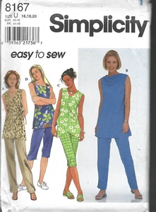Easy Plus Size Simplicity Pattern 8167-Misses Summer Tunic & Pants Size 16-18-20 - Imagen 1 de 1