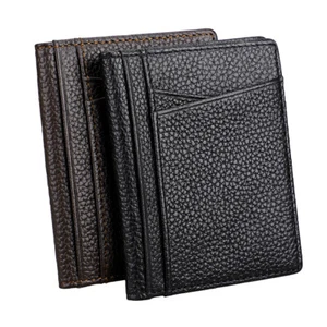 Genuine Leather Small ID Cards Wallet Holder Slim Pocket Case - RFID Protection - Picture 1 of 15