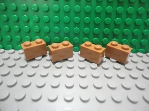 Lego 4 Medium Dark Flesh 1x2 brick block NEW - Picture 1 of 1