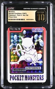 1997 Bandai Carddass #150 MEWTWO CGC 10 Pristine - Japanese PRISM Pokemon Card - Picture 1 of 2