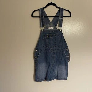 No Boundaries Women Sz L (11-13) Blue Denim Overall Shortalls NWT - Picture 1 of 12