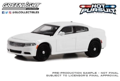 Dodge Charger 2022 Greenlight escala 1/64 blanco en blanco sin barra de luz ni barra de empuje Foto 1 de 3