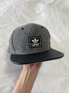 Adidas Trefoil Snapback Hat Cap Grey/Black Wool Blend One Size Fits Most OSFM - Picture 1 of 7