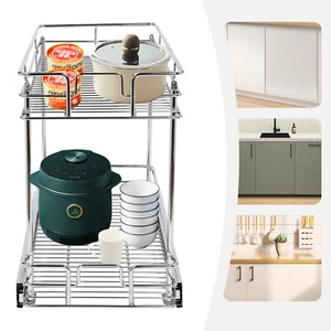 Pull Out Cabinet Organizer, 2-Tier Pull Out Shelves, Kitchen Cabinet Organizer - Picture 1 of 16