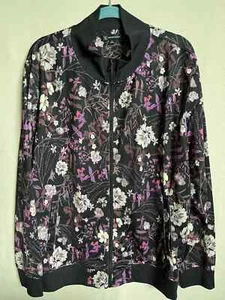 Inc. Concepts  polyester zip front black floral pattern bomber jacket, XXL - Picture 1 of 7