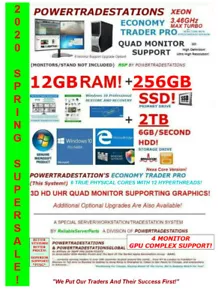 DELL TRADING COMPUTER POWERFUL 4Mon 3.46GHzMaxTURBO 256SSD &2TBHDD 12GBRAM W10P - Picture 1 of 12