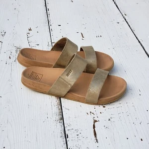 Reef Strappy Fashion Sandals Slip On Gold Girls Size 2/3 Pre-Owned - Picture 1 of 6