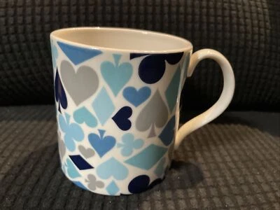 Taza Casa de Cartas Jonathan Adler Hecha a Mano Tarjetas Azul Blanco NUEVO Foto 1 de 4