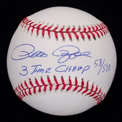 Pete Rose 3 Time Champ Signed 1980 World Series Logo Baseball JSA COA - Image 1 of 4