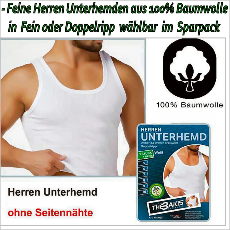6er PACK He Achselhemd Unterhemd Tanktop weiß Fein o.Doppelripp 100% Baumwolle - Bild 1 von 1