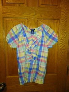 Chaps Girls Lightweight Summer Plaid Shirt Blouse L 12/14 - Picture 1 of 4