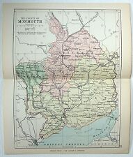 Monmouth County, England - Original 1891 Map by George Philip & Son. Antique