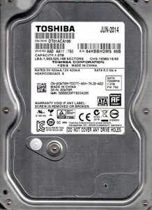 DT01ACA100, AAD AA11/7S0, HDKPC03D0A03 S, 95B, TOSHIBA SATA 1TB JUN 2014 - Picture 1 of 1