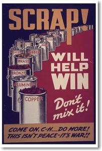 La chatarra ayudará a ganar - NUEVO póster reimpresión vintage de la Segunda Guerra Mundial - Imagen 1 de 1