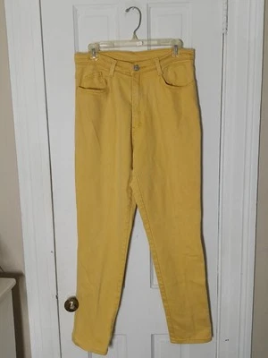 Pantalones de mezclilla Jordache vintage años 80 para mujer talla 12 amarillos tiro alto mamá K Foto 1 de 4