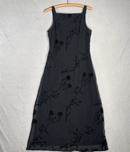VNTG Helene Blake Women’s Dress Size M Layered Chiffon Velvet Burnout Whimsigoth - Picture 1 of 14