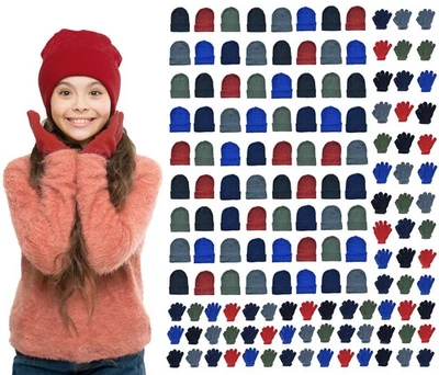 Оптовые наборы детских шапочек и перчаток 72 шт в ассортименте наборы для зимнего ухода - Изображение 1 из 4