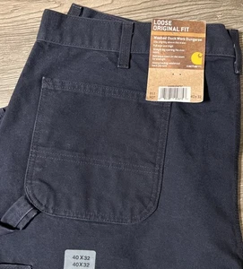 Carhartt B11 MDT Loose Original Fit Duck Canvas Dungaree Navy Pants, 40x32, NWT - Picture 1 of 11