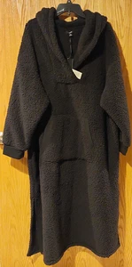 Nueva tumbona con capucha Simply Vera Vera Wang acogedora Sherpa de piel sintética XXL negra -5412 - Imagen 1 de 11