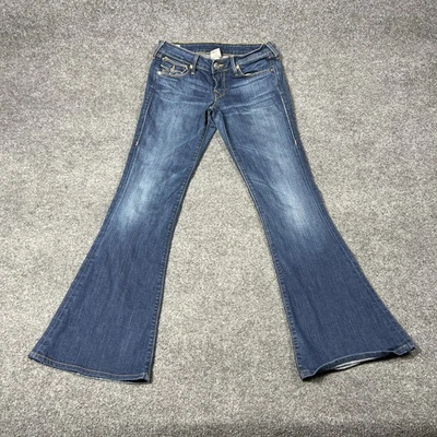 True Religion Jeans Womens 27 Blue Carrie Low Rise Flare Stretch Made in USA - Image 1 of 4