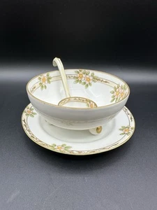 1911 3 Stück Nippon Morimura Bros Mayonnaise Schale Teller Schöpfkelle handbemalt (NP) - Bild 1 von 8
