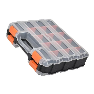 Double Side Tool Part Container Bin Parts Storage Box with Removable Dividers - Image 1 of 4