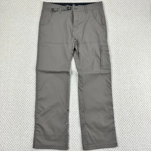 Prana Stretch Zion Pants Mens 35x32 Mud Brown Relaxed Fit Cargo Roll-Up Hiking - Picture 1 of 13