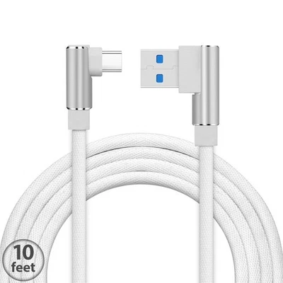 Cable cargador tipo C de 10 pies cable de carga USB C de 90 grados para Samsung S25 S24 S23+ Foto 1 de 3