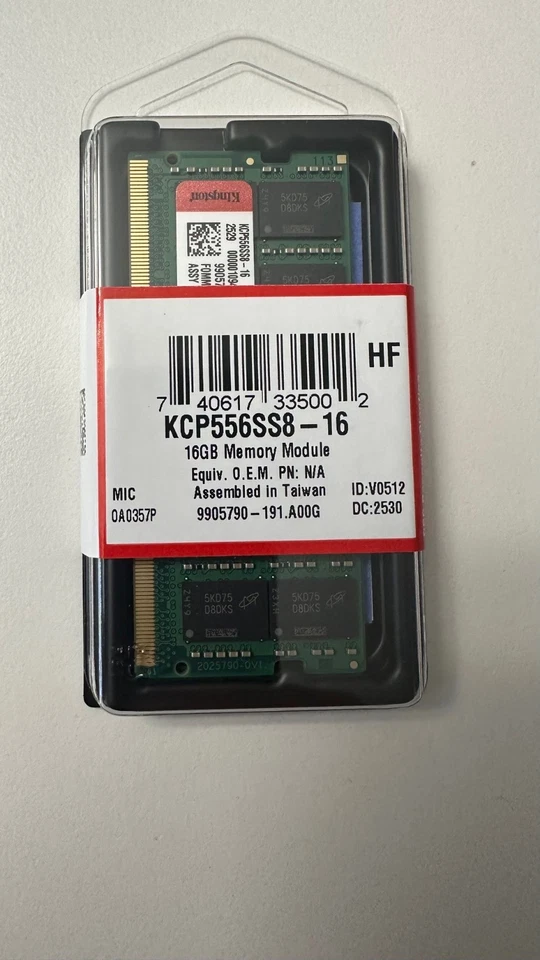 Kingston KCP556SS8-16 16GB DDR5 5600MT/s SODIMM Laptop Memory - Image 1 of 1