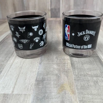 Jack Daniels Lot of 2 NBA Lowball Whiskey Glasses - Image 1 of 3
