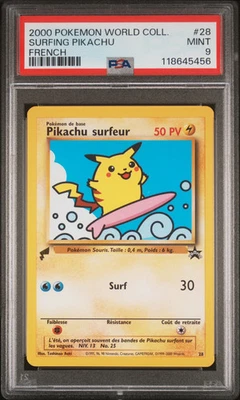 PSA 9 - Surfing Pikachu #28 2000 World Collection Promo French - Pokemon - Image 1 of 4
