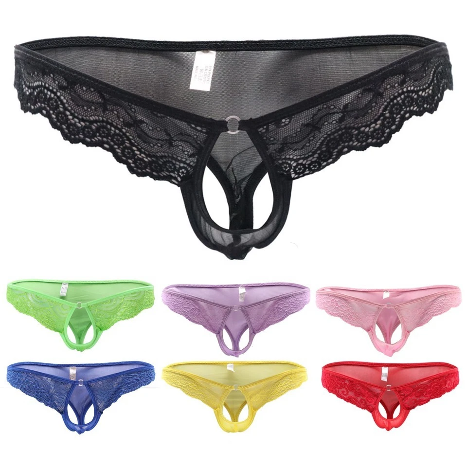Briefs Men's Sexy Lace Low Rise Briefs Thongs Nylon Thongs Underpants - image 1 of 4